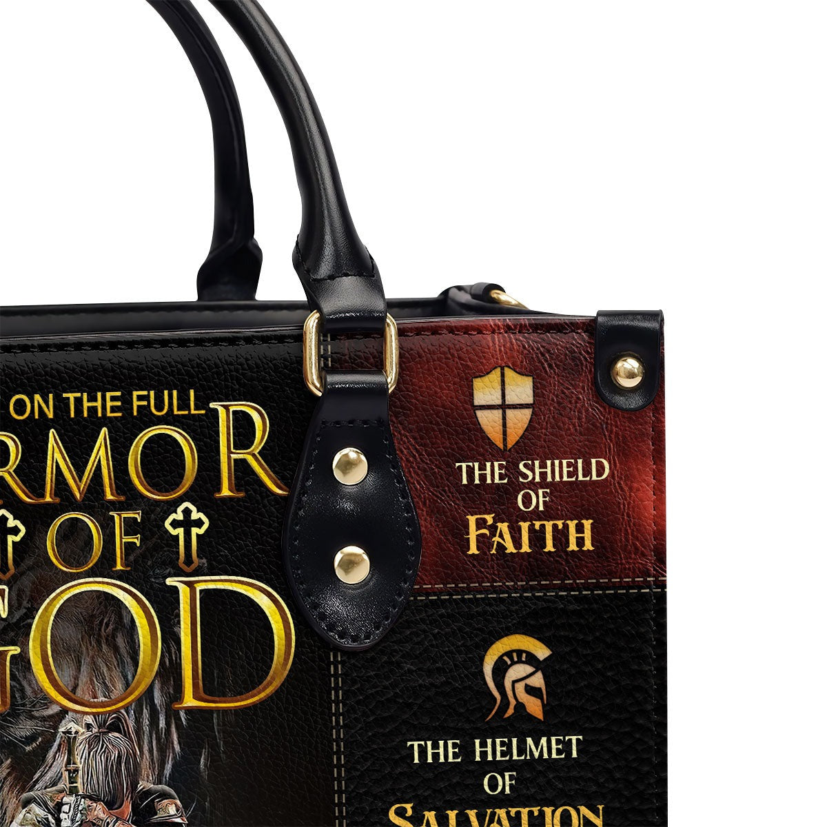 Personalized Christian Leather Handbag, Armor of God Purse with Name, Ephesians 6:10-18 Faith Tote Bag, Religious Gift for Women BLAF25